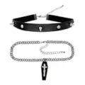 Multi-Pack Spiked Faux Leather and Coffin Chain Choker Necklaces - 2 Pack at Spencer's