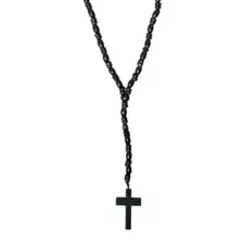 Black Cross Wood Beaded Rosary Necklace at Spencer's