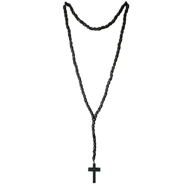 Black Cross Wood Beaded Rosary Necklace at Spencer's