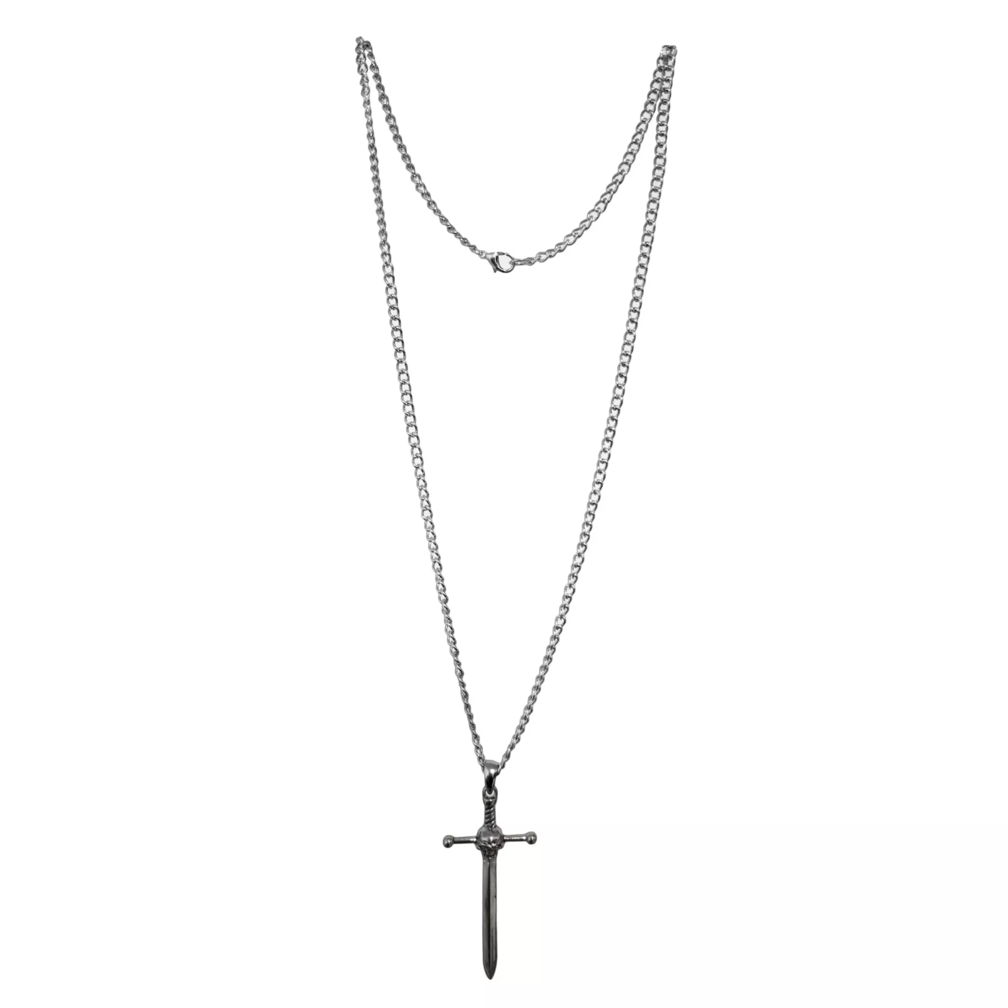 Skull Sword Pendant Chain Necklace