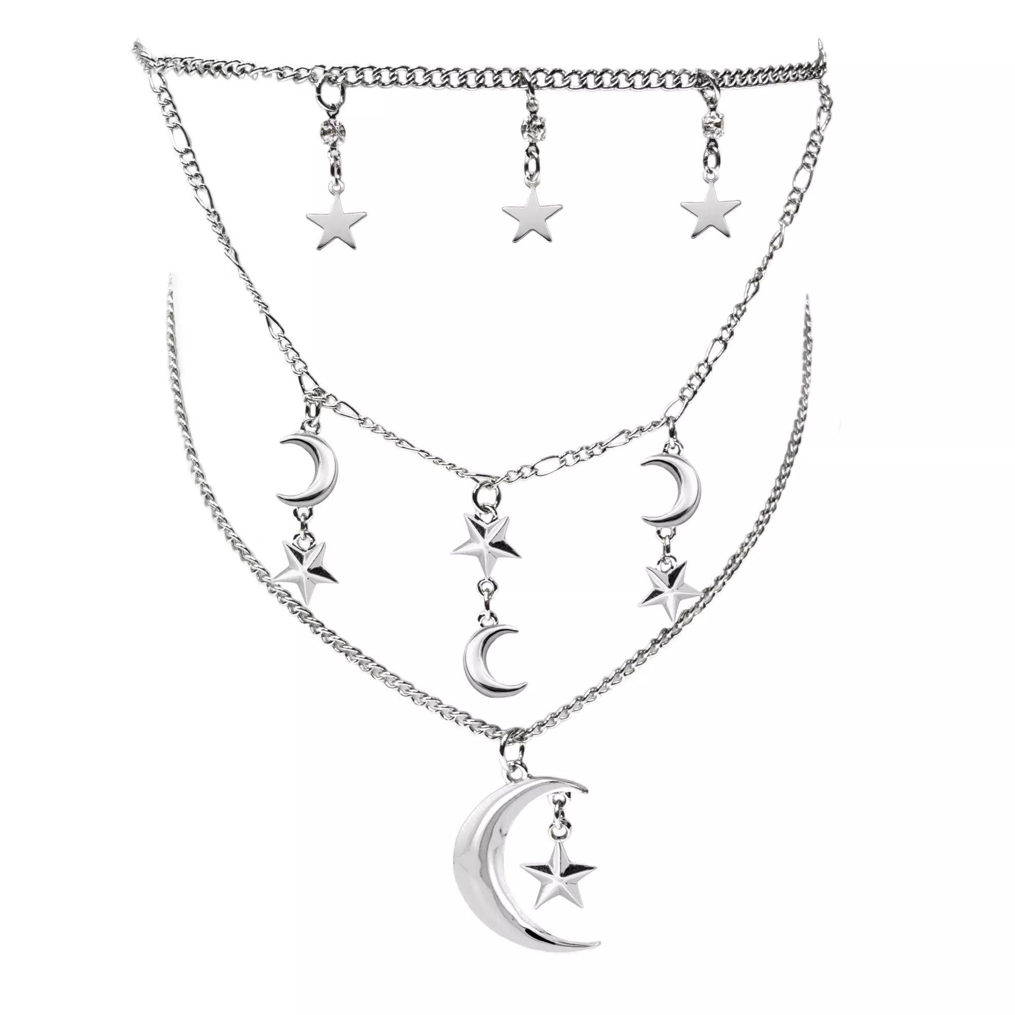 Multi-Pack Celestial Pendant Chain Choker Necklaces - 2 Pack