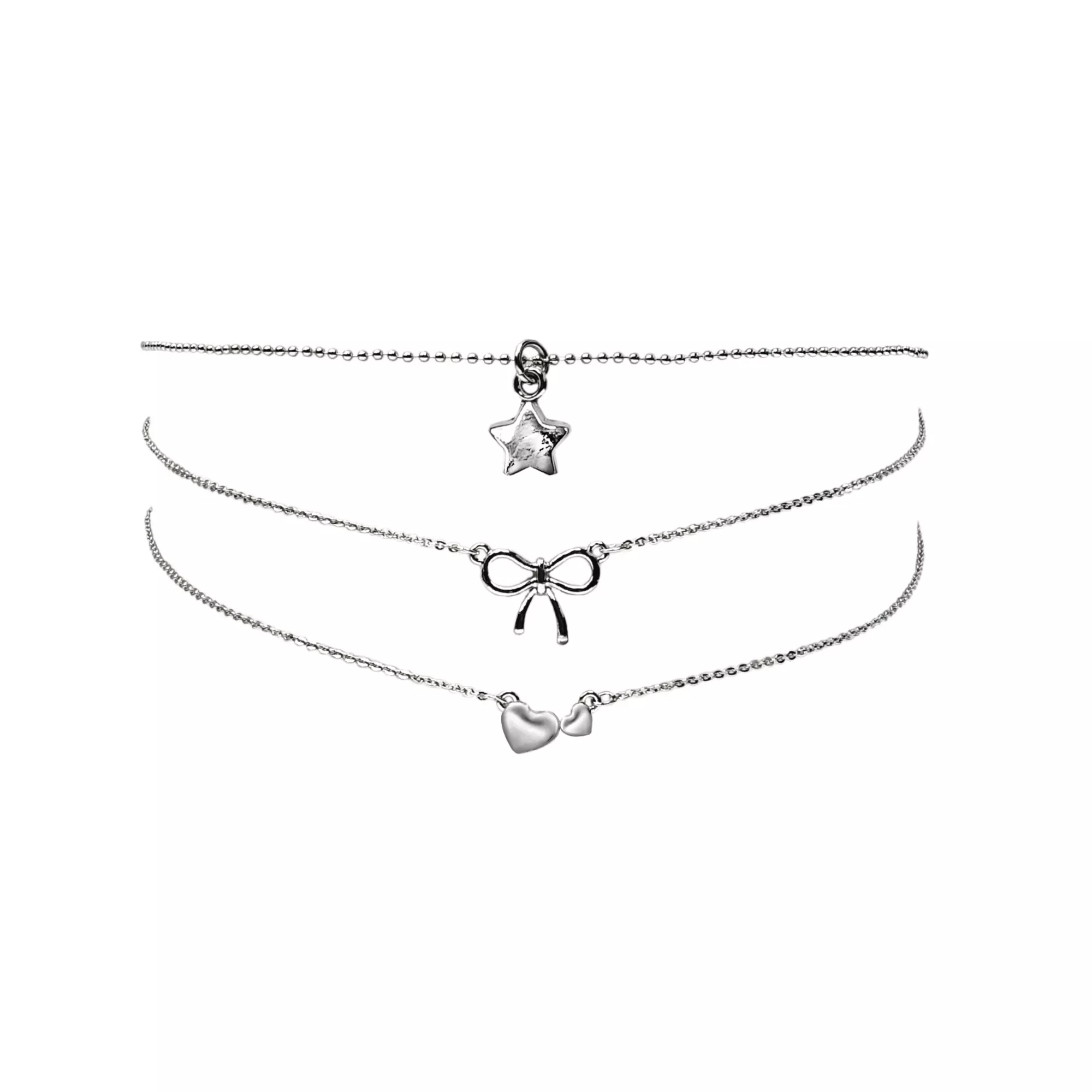 Multi-Pack Charm Silver-Tone Necklaces - 3 Pack at Spencer's
