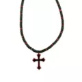 Black and Red Beaded Cross Necklace at Spencer's