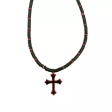 Black and Red Beaded Cross Necklace at Spencer's