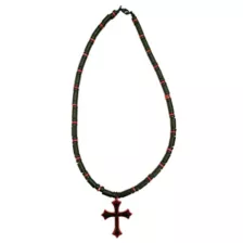 Black and Red Beaded Cross Necklace at Spencer's