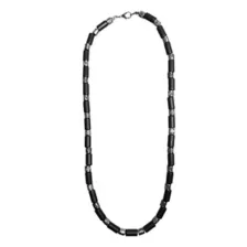 Black and Silver Burnish Beaded Necklace at Spencer's