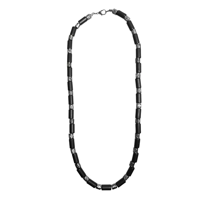 Black and Silver Burnish Beaded Necklace at Spencer's