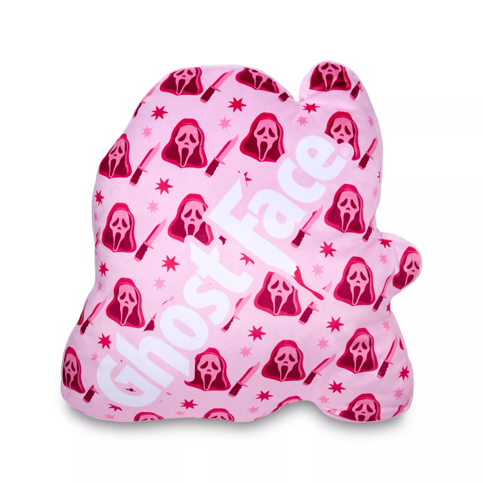 Pink Ghost Face Head Pillow at Spencer's