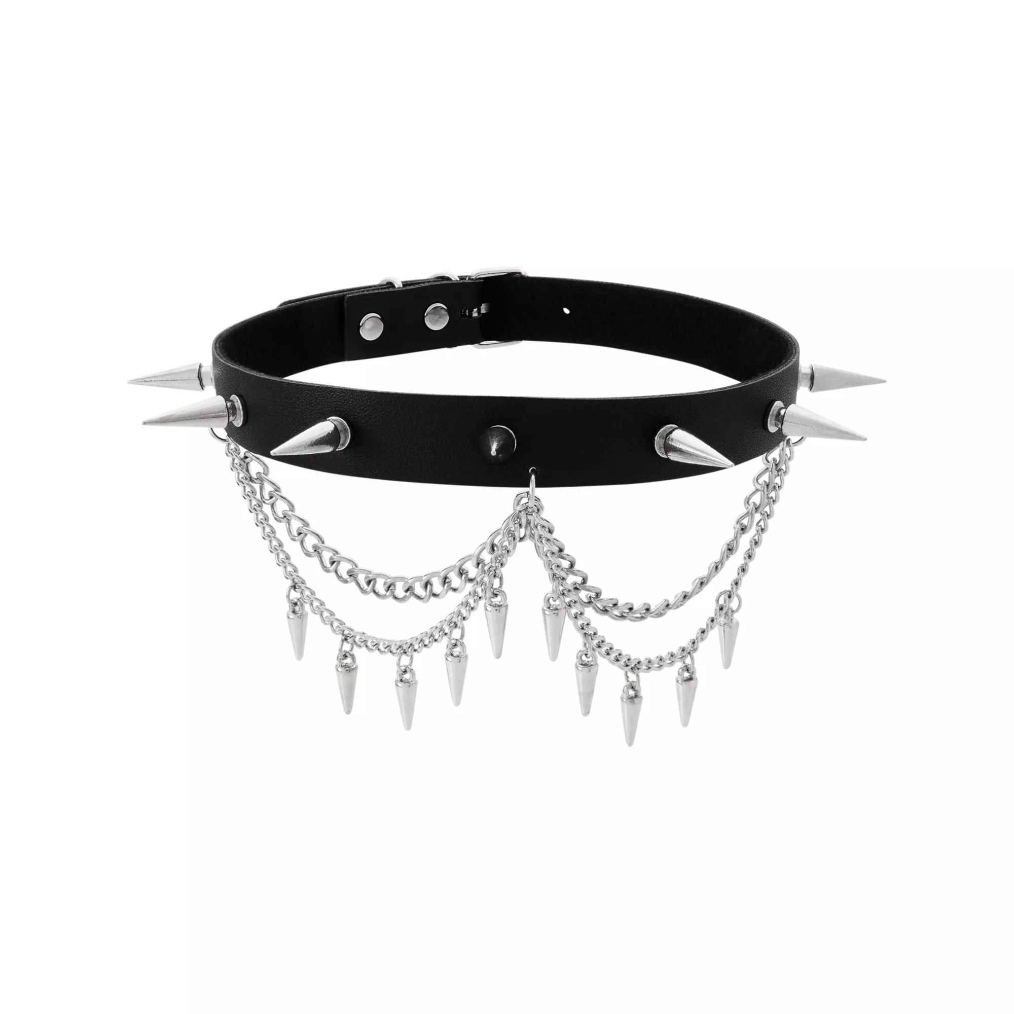 Spiked Drop Chain Choker Necklace