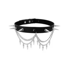 Spiked Drop Chain Choker Necklace at Spencer's