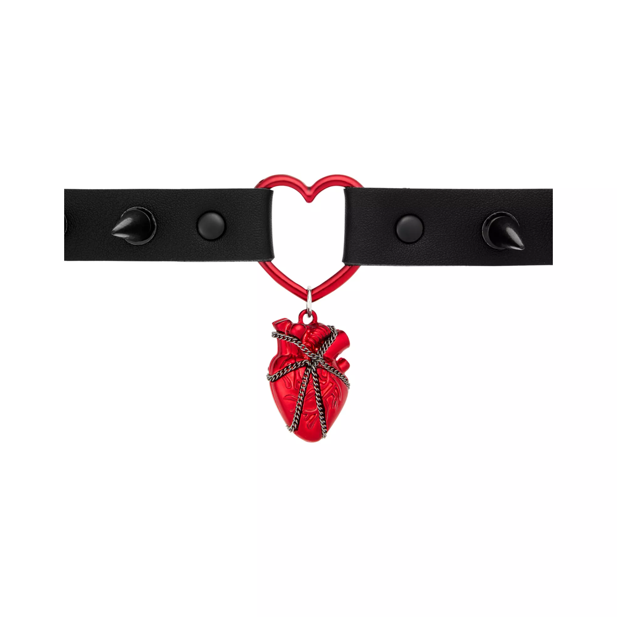 Spiked Anatomical Heart Choker Necklace