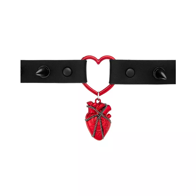 Spiked Anatomical Heart Choker Necklace at Spencer's