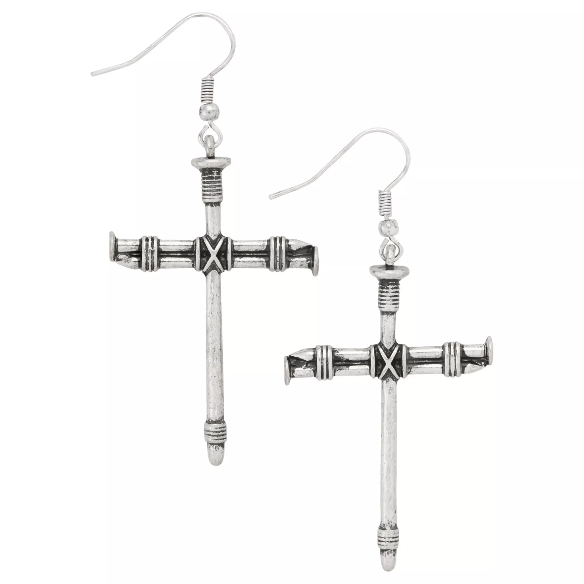 Nail Cross Dangle Earrings