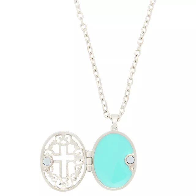 Ornate Cross Locket Pendant Necklace at Spencer's