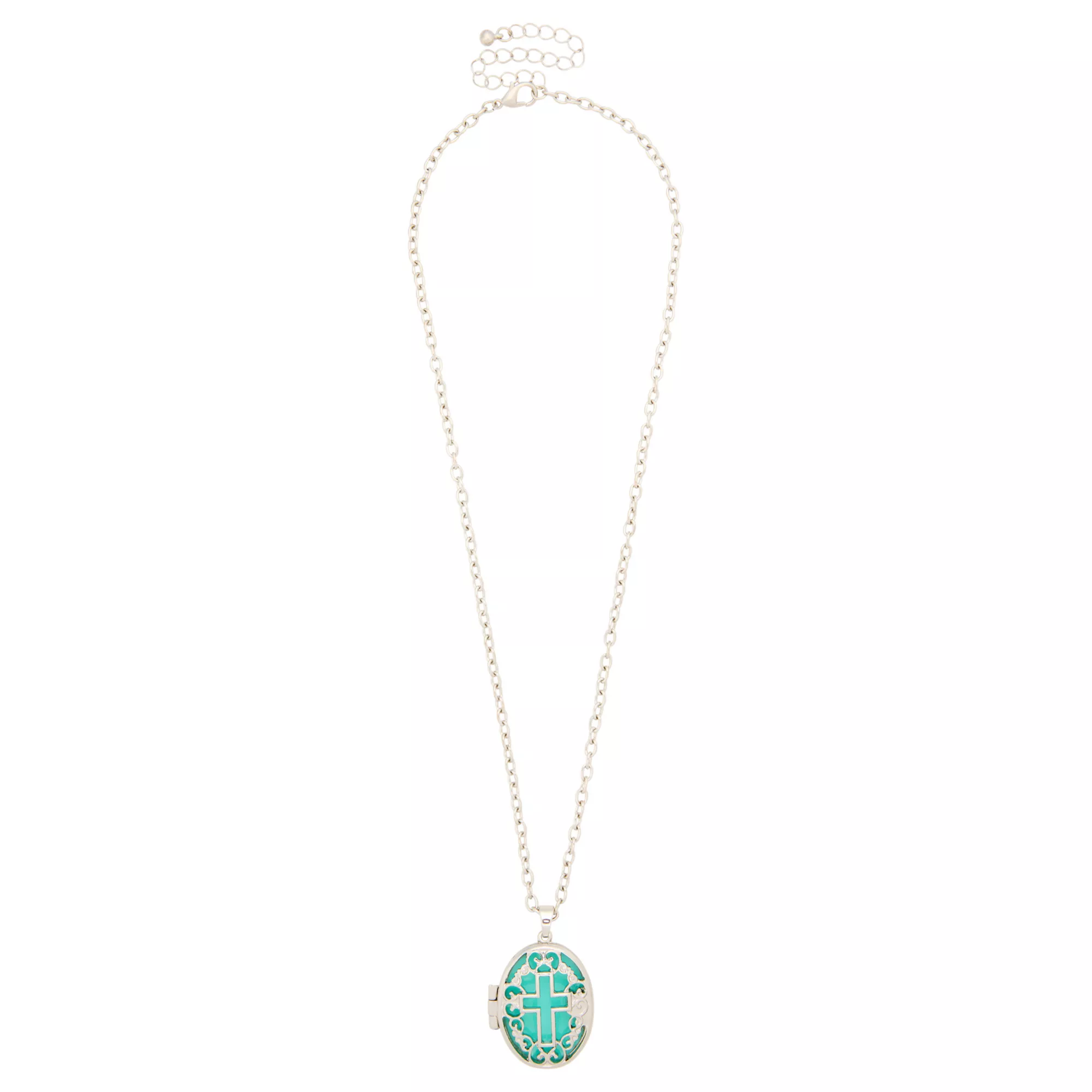 Ornate Cross Locket Pendant Necklace