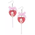 Pink Skull Heart Lollipop Dangle Earrings at Spencer's