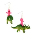 Baby Riding Triceratops Dangle Earrings at Spencer's