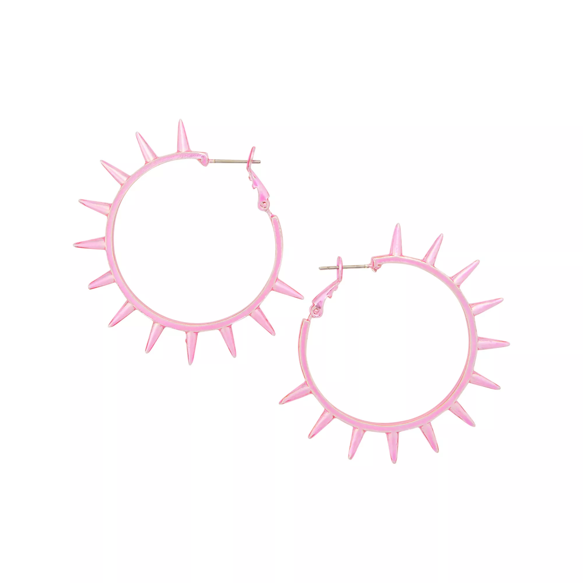 Pink Spiked Hoop Earrings