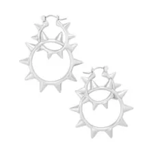 Silver-Tone Dual Spike Hoop Earrings at Spencer's