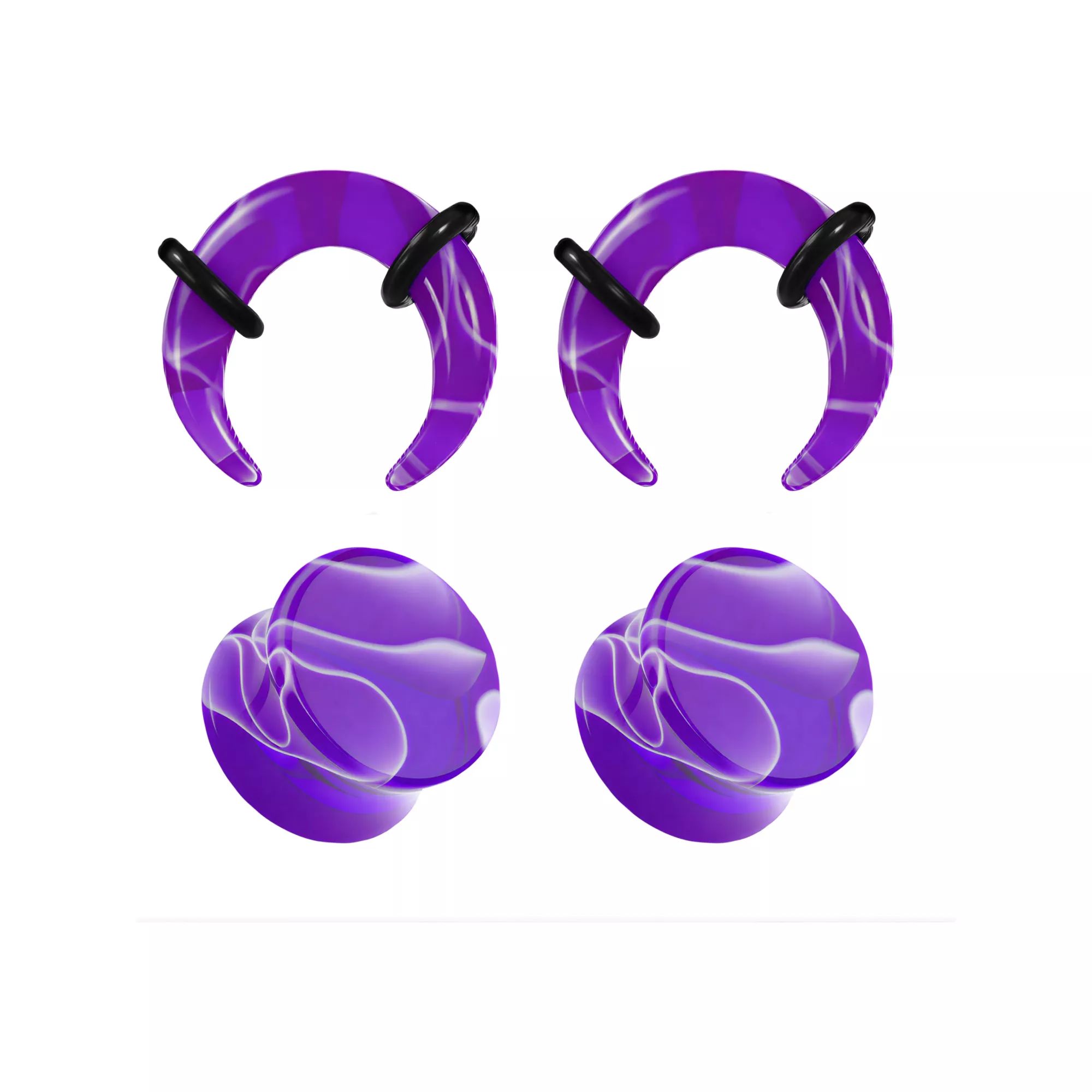 Multi-Pack Purple Marble Acrylic Pinchers and Plugs - 2 Pair