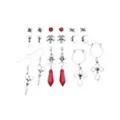 Multi-Pack Red CZ Vamp Romantic Stud and Dangle Earrings - 9 Pairs at Spencer's