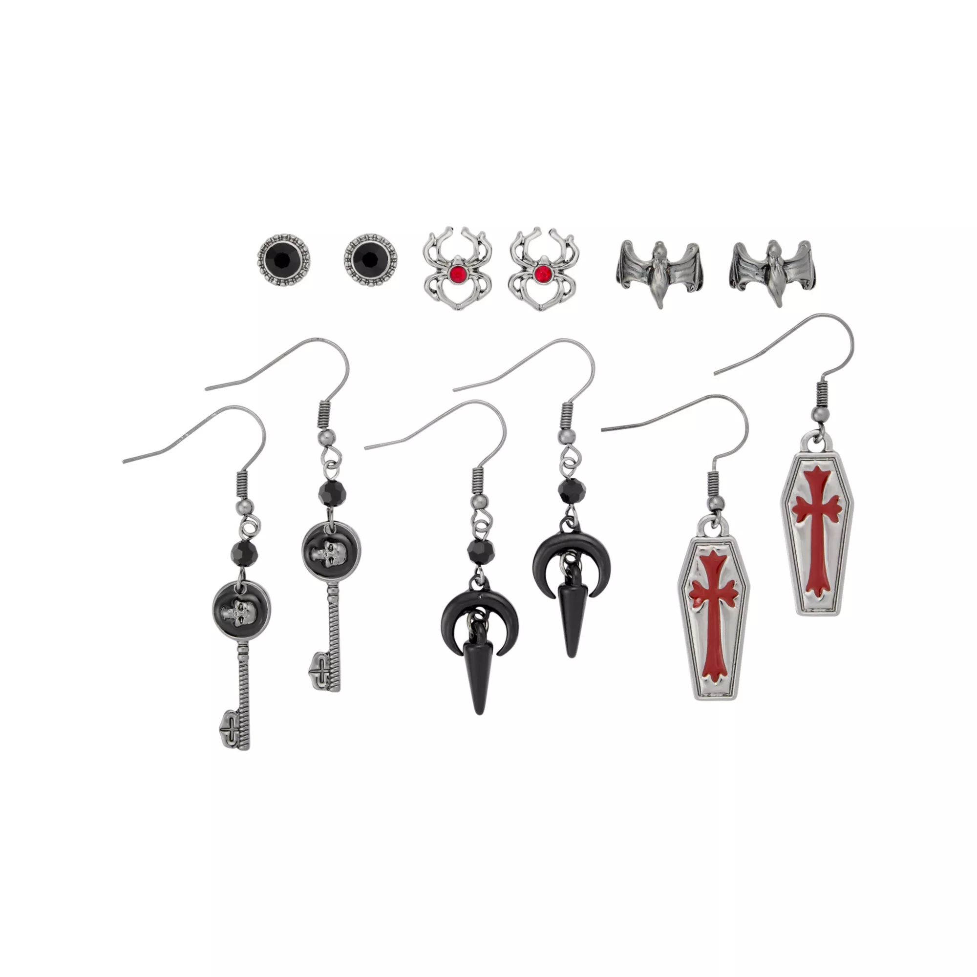 Multi-Pack Crimson Crypt Stud and Dangle Earrings - 6 Pairs