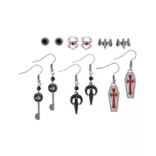 Multi-Pack Crimson Crypt Stud and Dangle Earrings - 6 Pairs at Spencer's