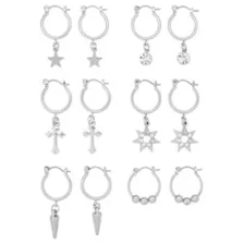Multi-Pack Silver-Tone Solar Glow Dangle Hoop Earrings - 6 Pairs at Spencer's