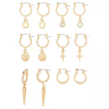 Multi-Pack Gold-Tone Solar Glow Dangle Hoop Earrings - 6 Pairs at Spencer's