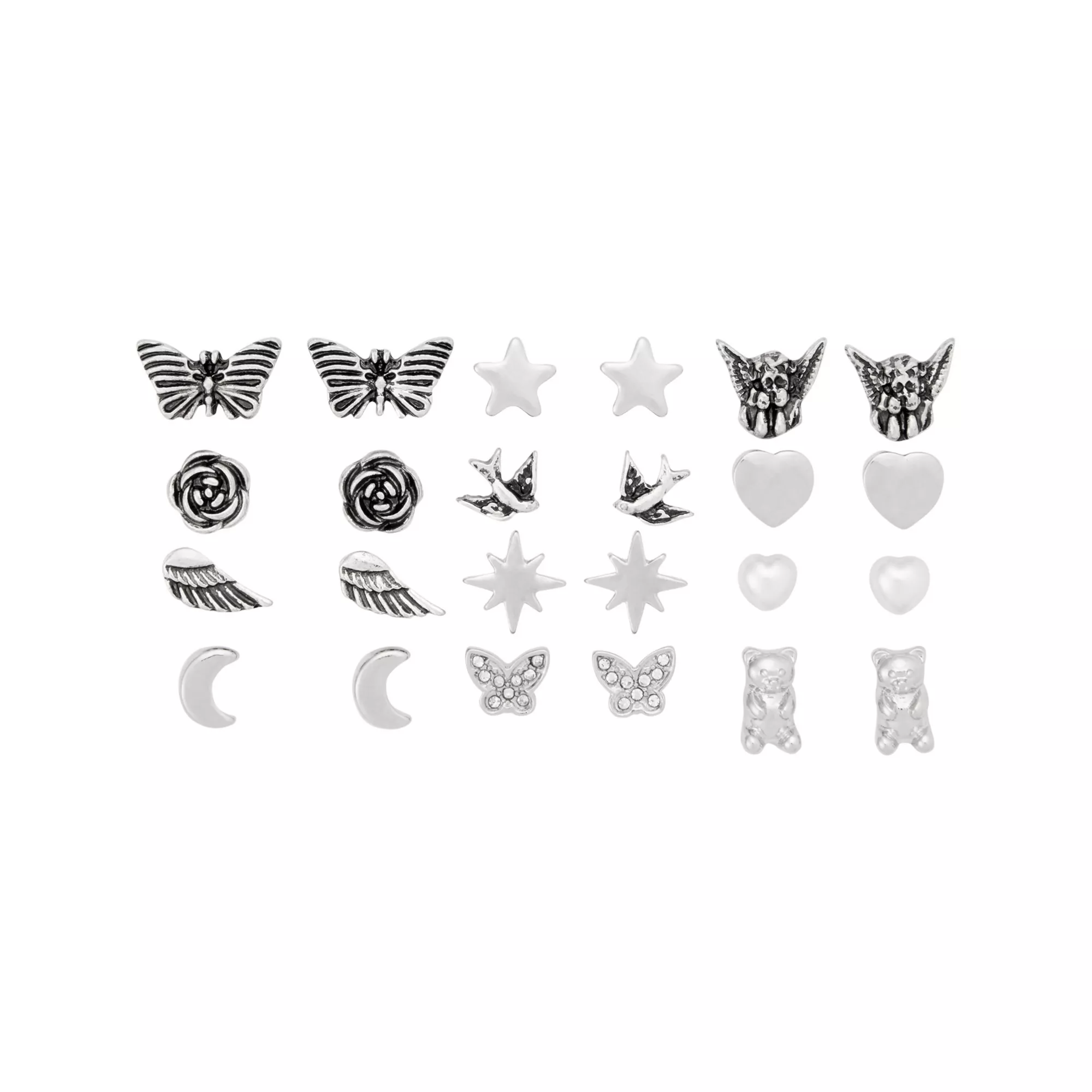 Multi-Pack Space and Nature Charm Stud Earrings - 12 Pair