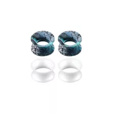 Multi-Pack Blue and White Splatter Silicone Tunnels - 2 Pair at Spencer's