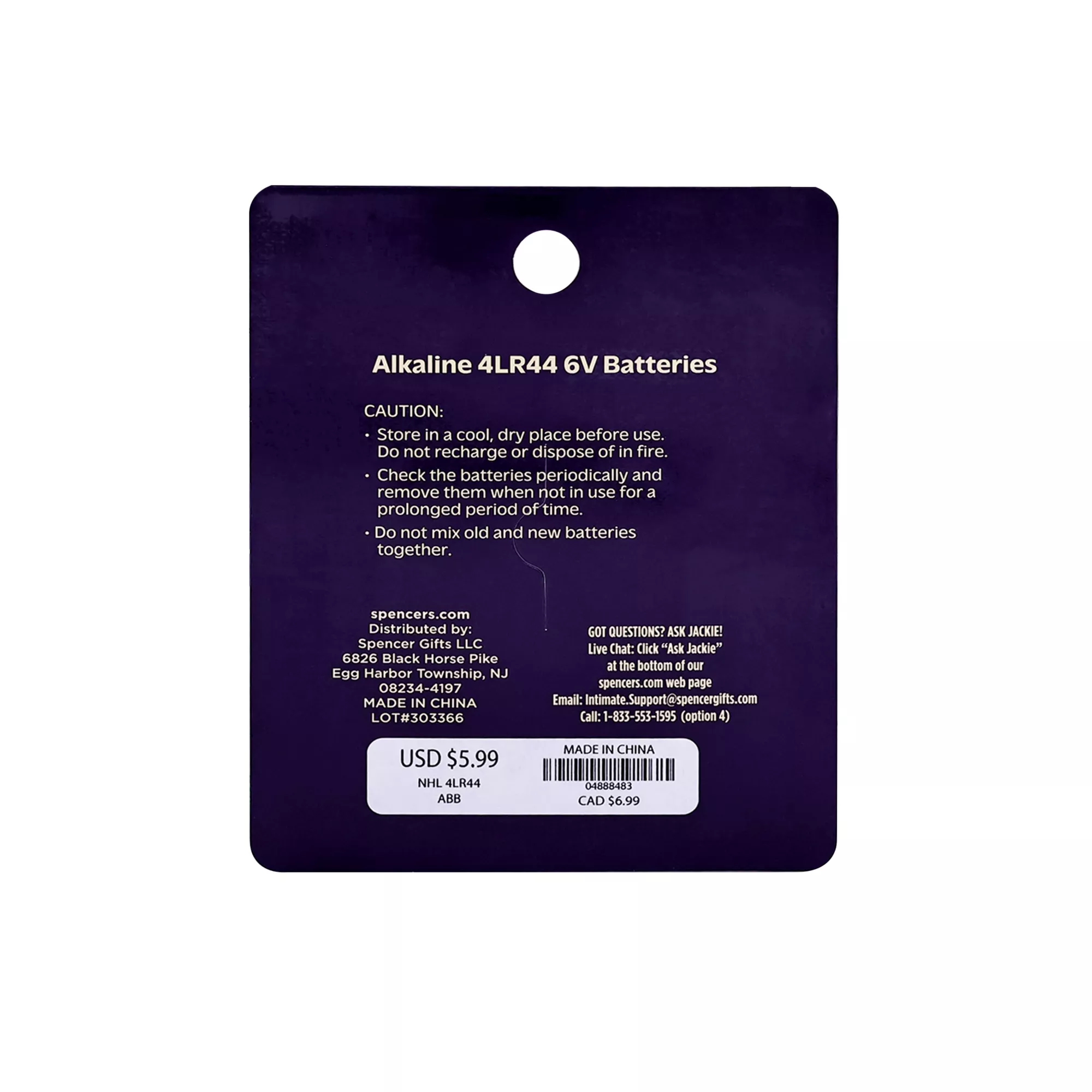Alkaline 4LR44 6V Batteries 2 Pack - Hott Love at Spencer's