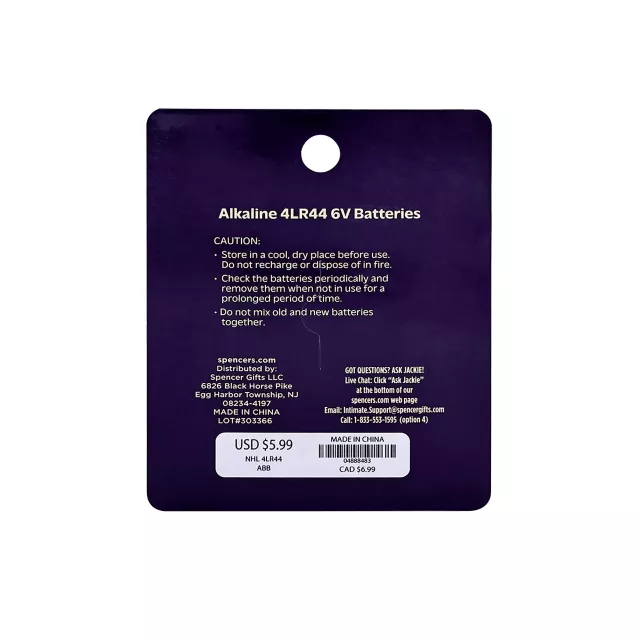 Alkaline 4LR44 6V Batteries 2 Pack - Hott Love at Spencer's