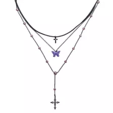 Butterfly Rosary 3-Row Choker Necklace at Spencer's