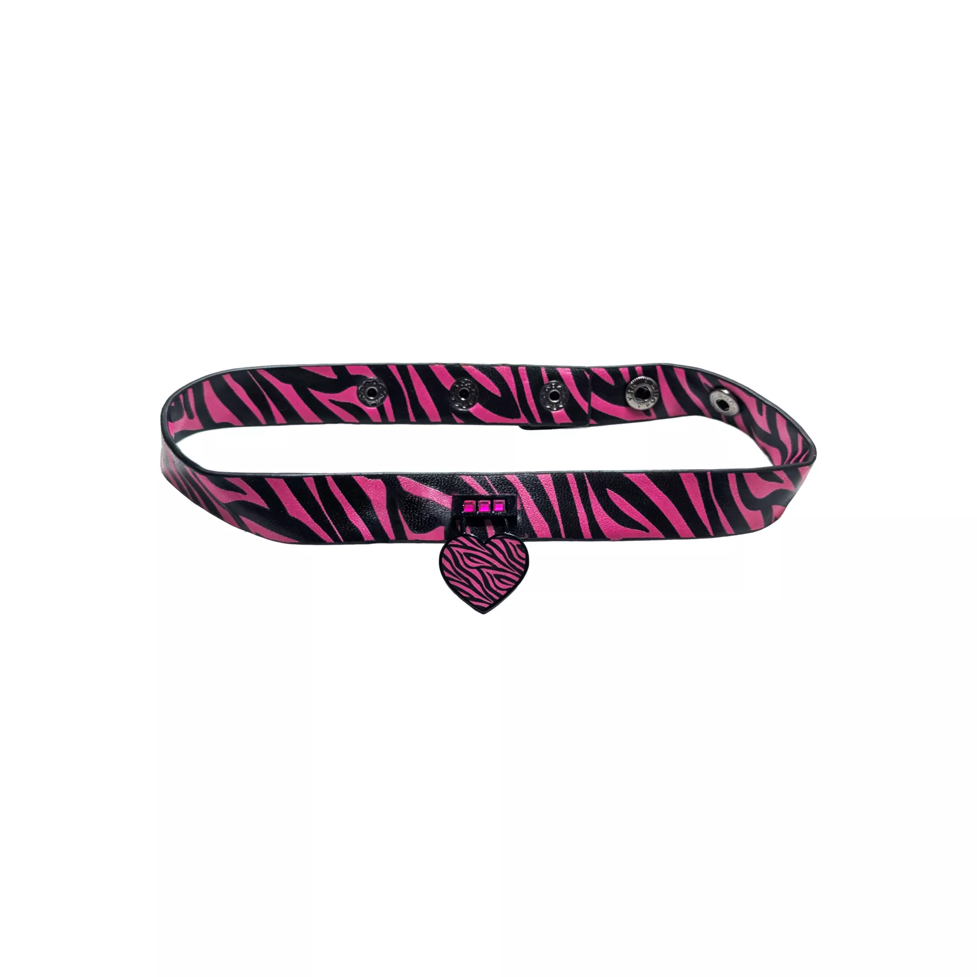 Black and Pink Zebra Heart Choker Necklace