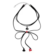 3-Row Playing Card Suits Bow Choker Necklace at Spencer's
