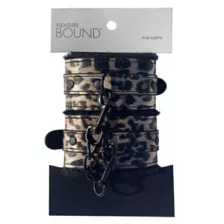 Leopard Print Faux Fur Cuffs - Pleasure Bound at Spencer's