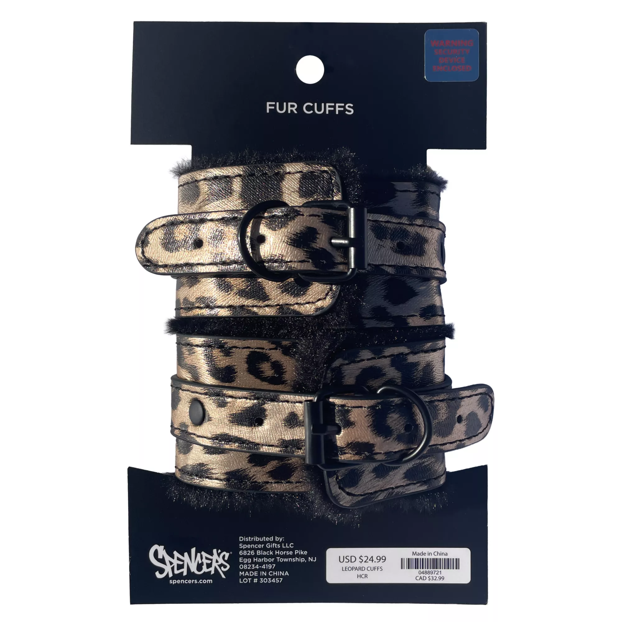 Leopard Print Faux Fur Cuffs - Pleasure Bound at Spencer's
