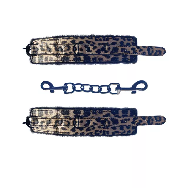 Leopard Print Faux Fur Cuffs - Pleasure Bound at Spencer's