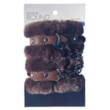 Brown Faux Fur Cuffs - Pleasure Bound at Spencer's