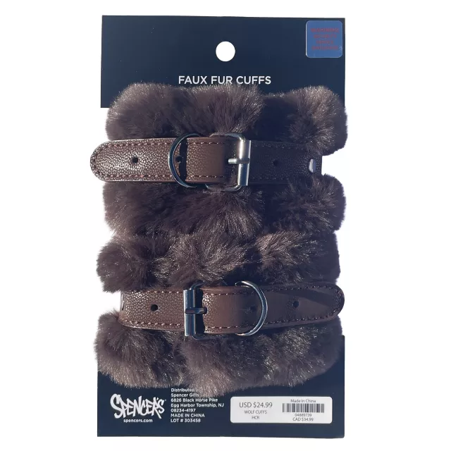 Brown Faux Fur Cuffs - Pleasure Bound at Spencer's