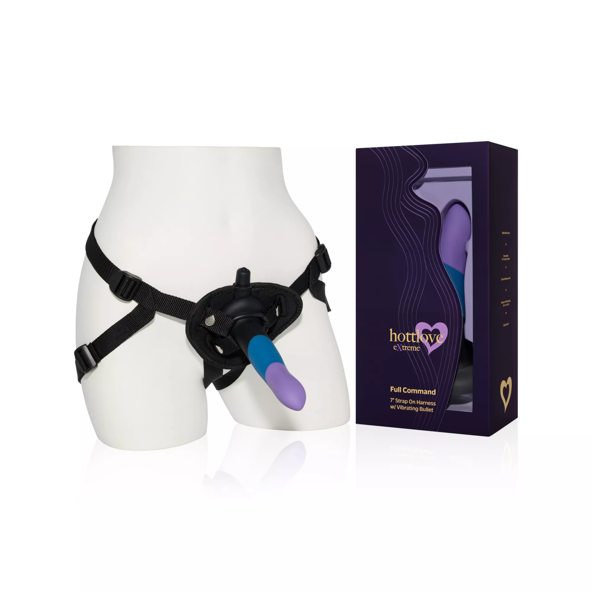 Full Command 7 Inch Strap On Harness with Bullet Vibrator - Hott Love Extreme at Spencer's