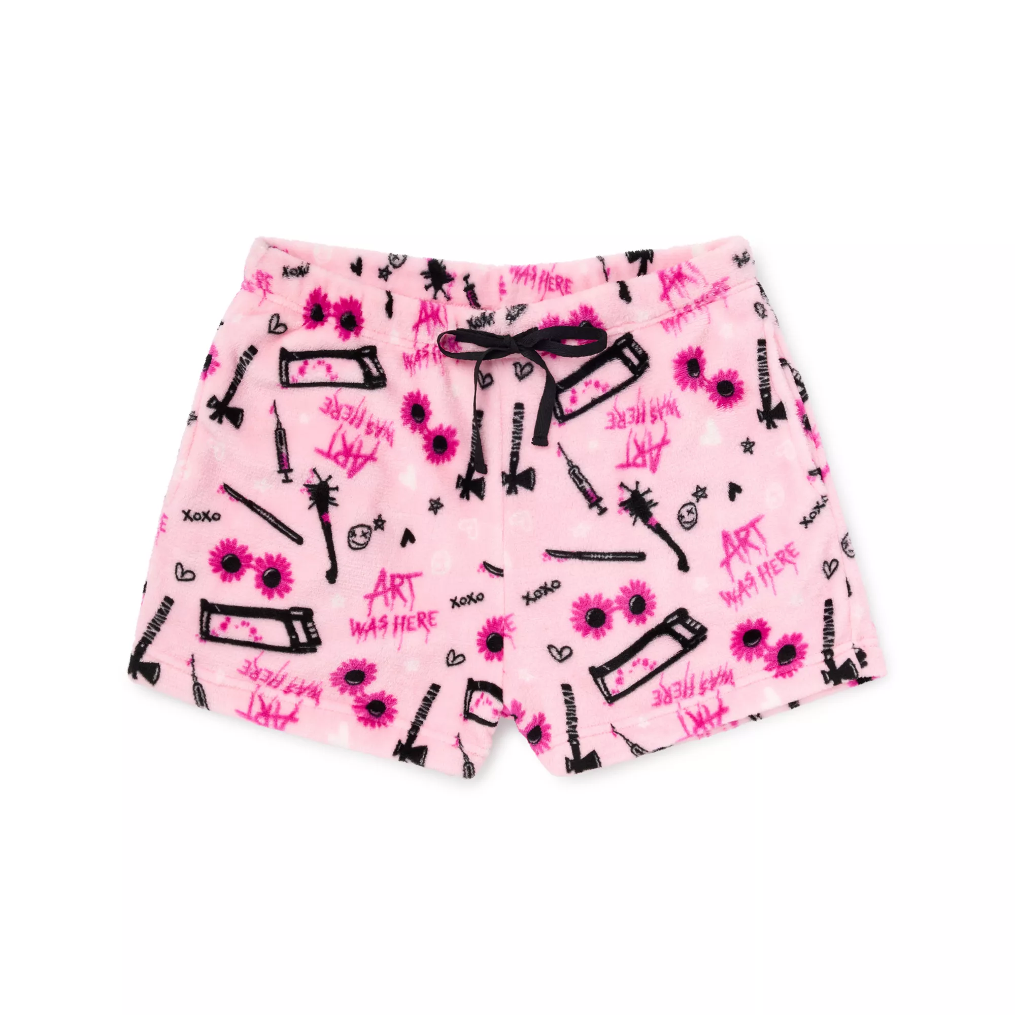 Art Was Here Pink Plush Lounge Shorts - Terrifier at Spencer's
