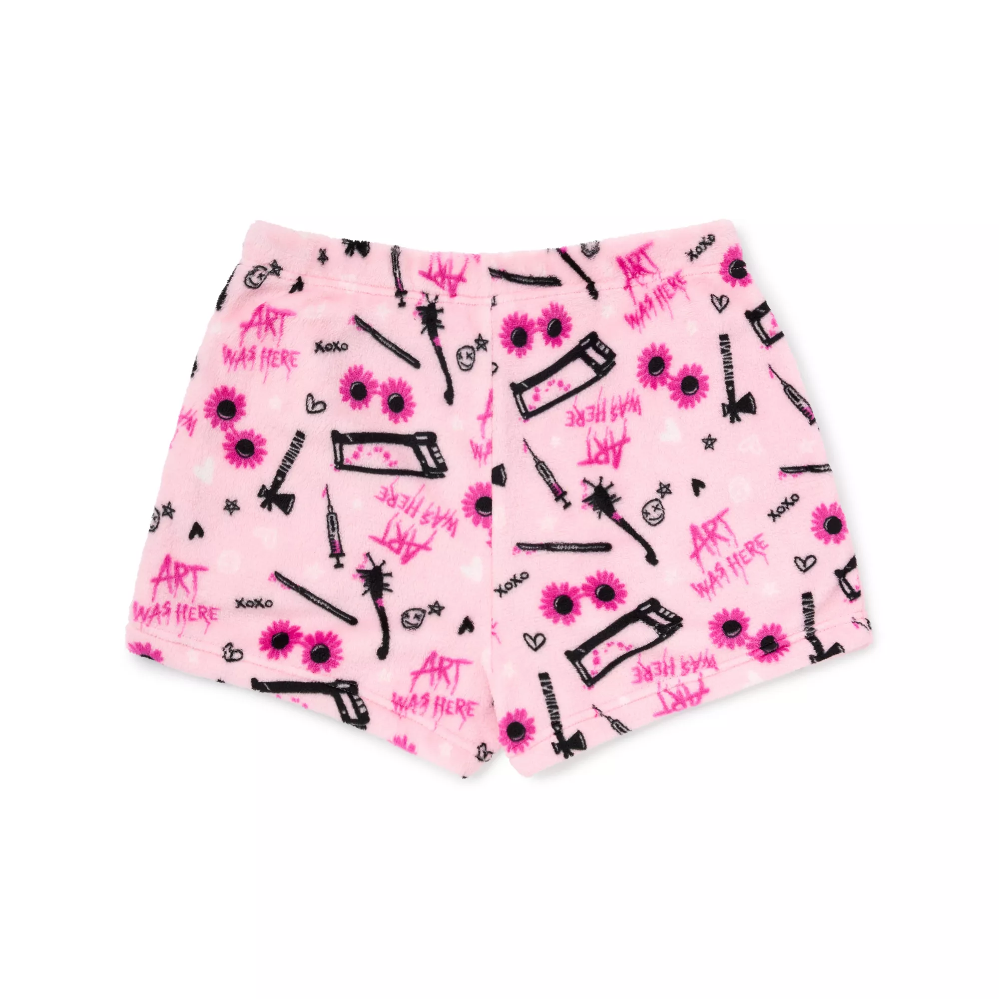 Art Was Here Pink Plush Lounge Shorts - Terrifier at Spencer's