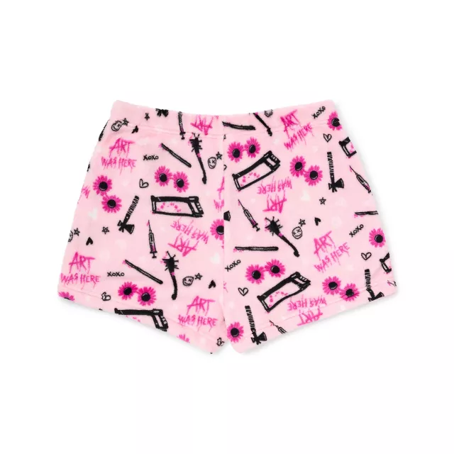 Art Was Here Pink Plush Lounge Shorts - Terrifier at Spencer's