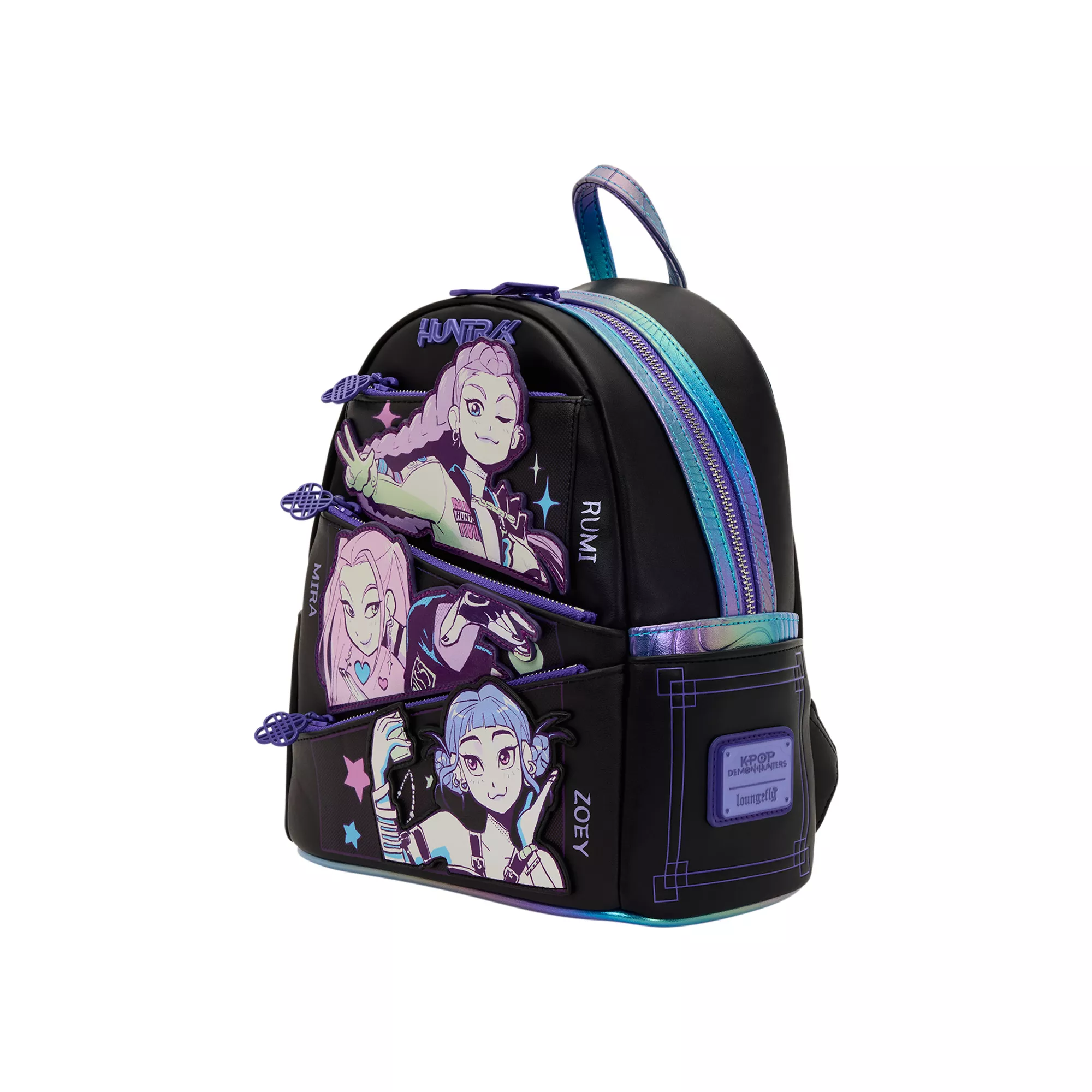 Loungefly KPop Demon Hunters Huntr/x Mini Backpack with ID Badge at Spencer's