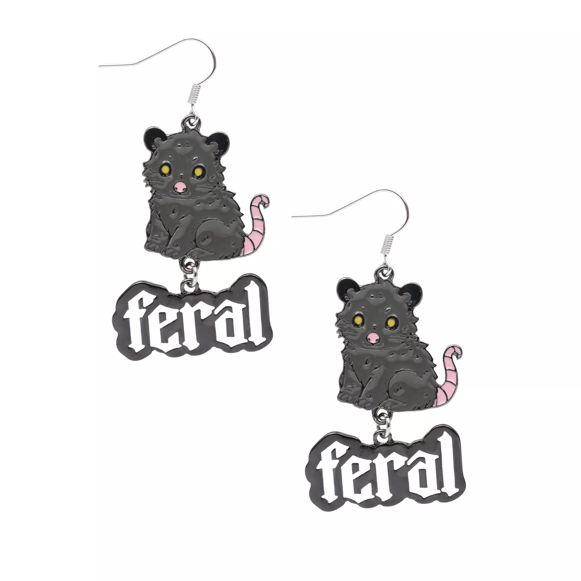 Feral Possum Dangle Earrings - 18 Gauge