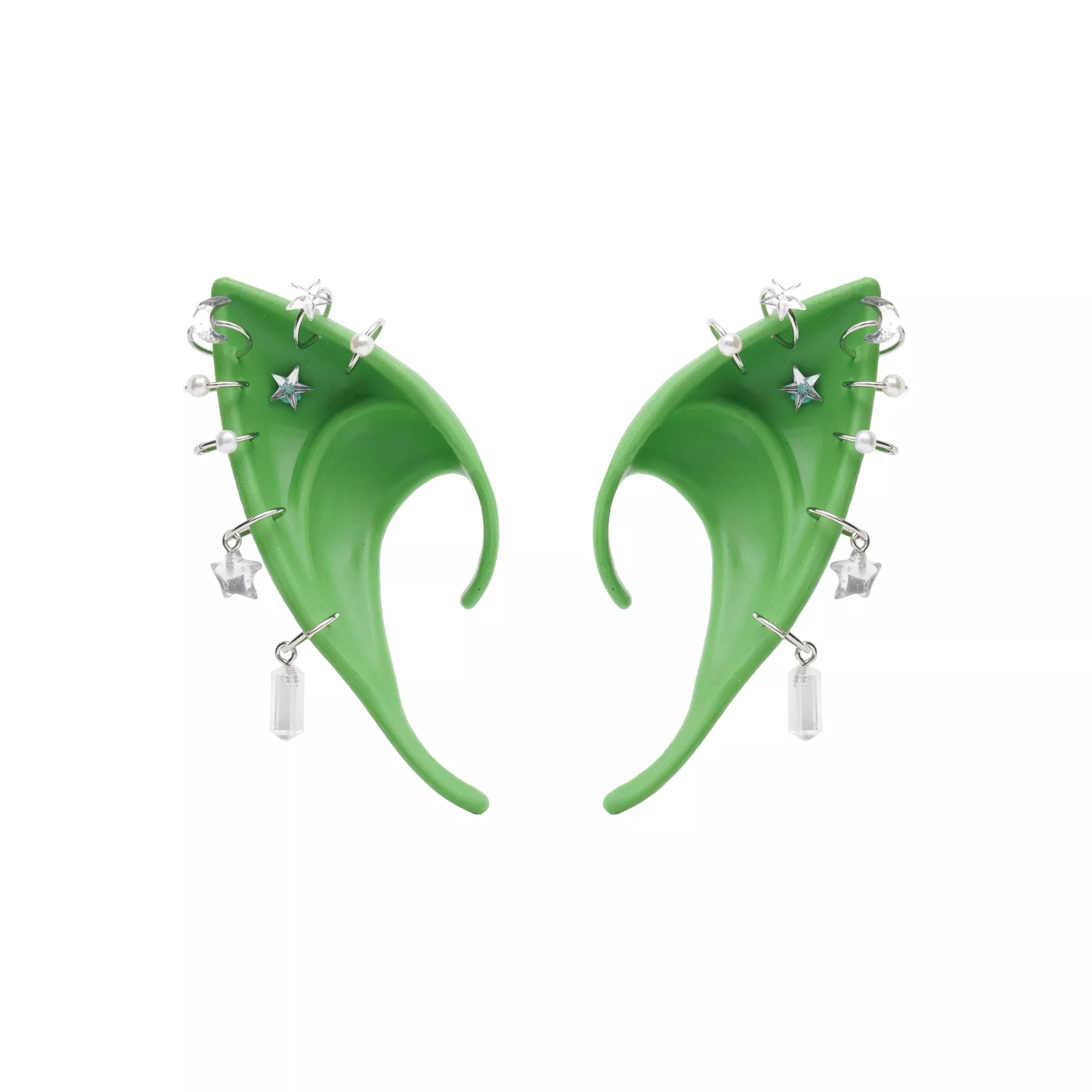 Green Celestial Pierced Elf Ear Cuffs