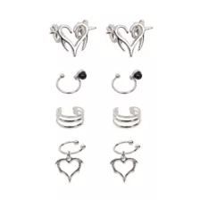 Multi-Pack Cyberpunk Silver-Tone Ear Cuffs - 4 Pair at Spencer's