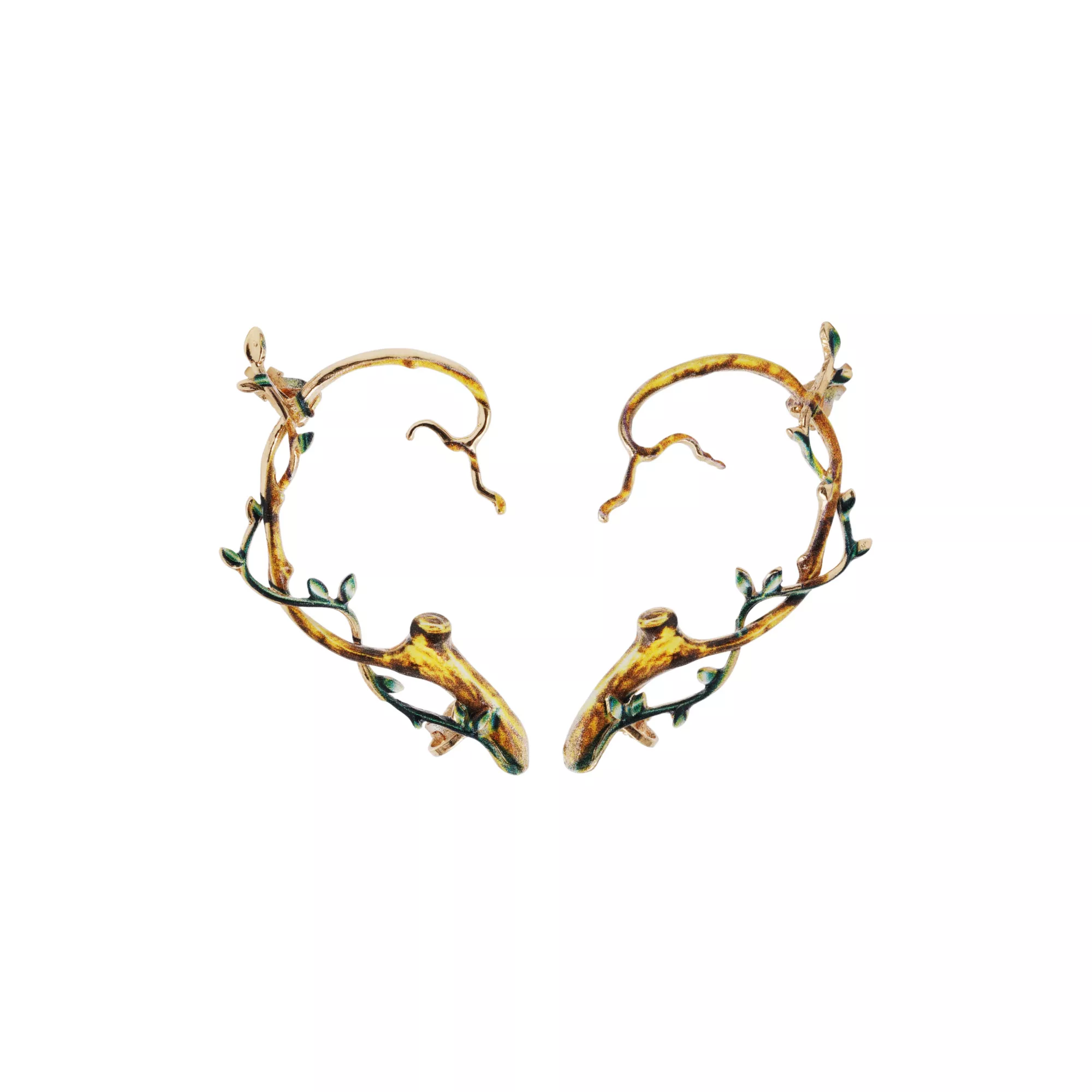 Gold-Tone Branch Vine Ear Cuffs